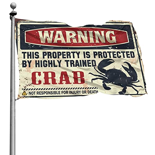 Wanddekoration für Studentenwohnheime mit Aufschrift "Warning This Property Is Protected By A Highly Trained By A Highly Trained Crab", College-Zimmer-Schild, Vintage-Bar-Dekoration (152 x 244 cm) von KSXS