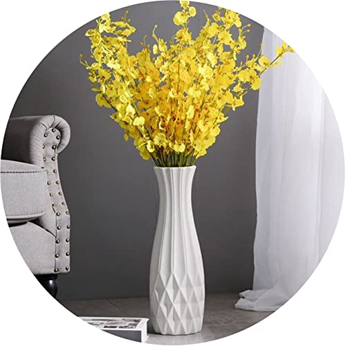 KSYGINXD 45 cm hohe weiße Bodenvase, dekorative Keramikvase für Wohnzimmer, gestreifter Blumenhalter für Heimdekoration, getrocknete Blumenarrangement, Hochzeit, Einweihungsbüro von KSYGINXD