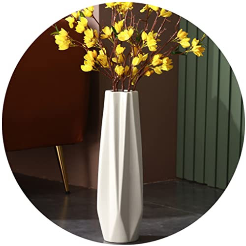 Weiße Bodenvase 45cm hoch, dekorative Tischvase aus Keramik für Wohnzimmer, Stabiler Blumenhalter mit breiter Öffnung für Heimdekoration, getrocknetes Blumenarrangement von KSYGINXD