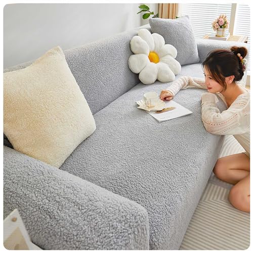 Sofabezug L Form, Hochelastischer Warmer Winter Sofabezug für 1/2/3/4 Sitzer, Super Elastisch Ecksofa Sofa überzug für Kinder und Haustiere von KSYXSL