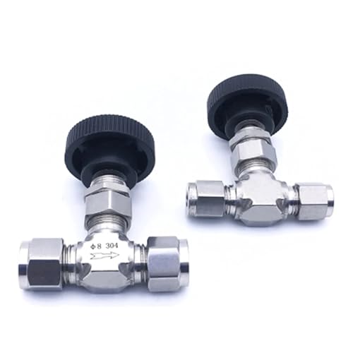 1/8 ''1/4'' 3/8 "1/2" SS304 Karte Hülse Typ Einstellbare Nadel Ventil for Wasser Gas Öl Control OD 3 6 8 10 12 mm rohr Gerade(1/8") von KSZHZYMGX