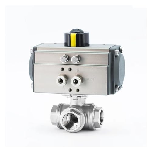 Dreiteiliger pneumatischer Dreiwege-Kugelhahn DN20 mit hoher Plattform und Innengewinde aus Edelstahl, T-Typ, L-Typ-Kugelhahn(T Type) von KSZHZYMGX