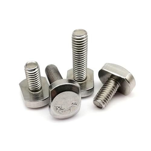 KSeSii 1/2/5/10X M5 M6 M8 M10 M12 GB37 304 A2-70 Edelstahl T-Nut Rutsche Schiene Schiene T Form Typ Rechteck Hammer Kopf Schraube Bolzen(20mm,10pcs M6) von KSeSii