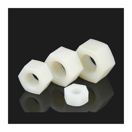 KSeSii 1-50 Stück M2~M20 Schwarz/Weiß Nylon Sechskantmutter Kunststoff Sechskantmutter Pa66 Wärmedämmung Sechskantgewinde Schraubverschluss Transparente PVC-Mutter(White,M20 (8pcs)) von KSeSii
