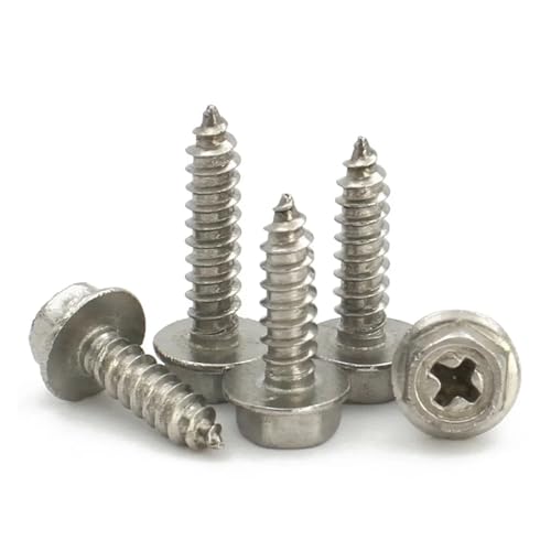 KSeSii 10–50 Stück 304 Edelstahl M3 M4 M5 M6 selbstschneidende Sechskantschraube Kreuz Sechskantflansch Kreuzkopfschrauben Holznagel(M5x60 (20pcs)) von KSeSii