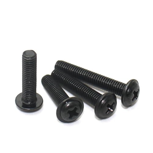 KSeSii 10–80 Stück M1.4 M2 M2.5 M3 M3.5 M4 Schwarzer Kohlenstoffstahl Kreuzpfanne Rundkopf mit Unterlegscheibe Kragenschraube Bolzen(8mm,M2.5X80pcs) von KSeSii