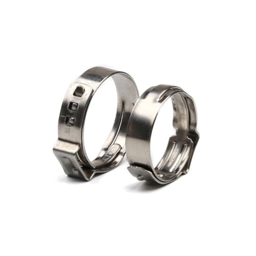 KSeSii 10 Stück Einzelohr-Schlauchschellen-Sortiment-Set, einzeln, 5,3–31,6 mm, mehrere Größen, Edelstahl 304 Cinch-Klemmringe for Abdichten(15-17.5mm) von KSeSii