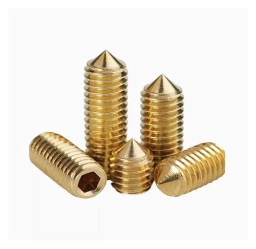 KSeSii 10 Stück M3 M4 M5 M6 reines Messing DIN914 Innensechskant Kegelspitze Headness Set Gurb Schraube(20mm,M6 10PCS) von KSeSii