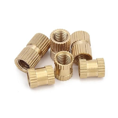 KSeSii 10 Stück UNC UNF 4# 6# 8# 10# 1/4 Massivmessing Kupfer Heißschmelzkleber Spritzguss Rändel Eingebettete Einlegemutter for 3D-Drucker(Yellow,4mm) von KSeSii