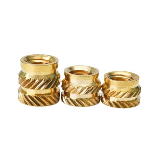 KSeSii 100 Stück M1 M1.4 M1.6 M1.7 Messing-Einsatzmutter, Heißschmelz-Rändelgewinde, Einbettung, Wärmeeinsätze, Kupfermutter, Einbettungslöcher for Kunststoff(M1.7x2x2.5(100pcs)) von KSeSii