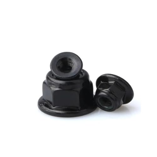 KSeSii 2–10 Stück Flansch-Nylon-Kontermuttern M3 M4 M5 M6 M8 M10 M12 aus Edelstahl und Stahl mit schwarz-weißem Zinkeinsatz, Kontermuttern(Steel black zinc,M5 10pcs) von KSeSii