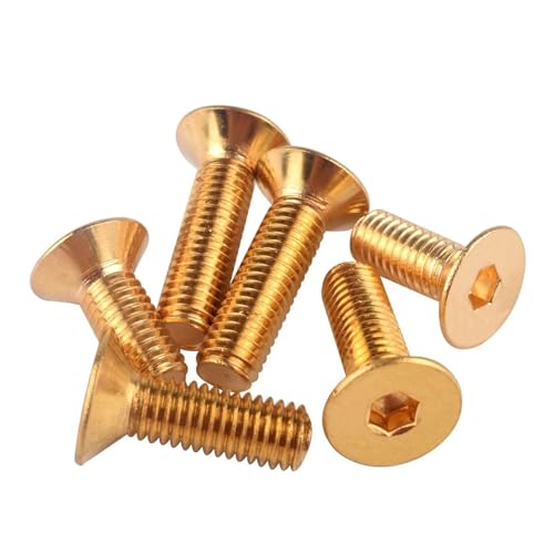 KSeSii 2–20 Stück M2 M2.5 M3 M4 M5 M6 M8 reines Messing, Flache Sechskant-Innensechskant-Senkkopfschrauben(16mm,M5 10pcs) von KSeSii