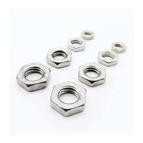 KSeSii 2–25 Stück M2 M2.5 M3 M4 M5 M6 M8 M10 M12 M14 M16 304 A2-70 Edelstahl Flachsechskant Dünne Mutter Kontermutter DIN439 GB6172(M2.5 25pcs) von KSeSii