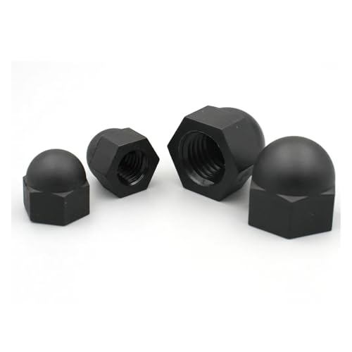 KSeSii 2–50 Stück M3 M4 M5 M6 M8 M10 M12 M14 M16 M18 M20 Schwarz-weiße Eichelkappenmuttern aus Kunststoff und Nylon, Sechskantmuttern for die Isolierung(Black,M6 (20pcs)) von KSeSii