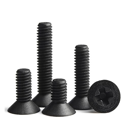 KSeSii 20/50 Stück M2 M2,5 M3 M4 M5 M6 M8 Schwarz/Weiß Nylon Senkkopfschrauben Kunststoff Flachkopfschrauben Länge: 4~40 mm(Black,M2x6 (50pcs)) von KSeSii