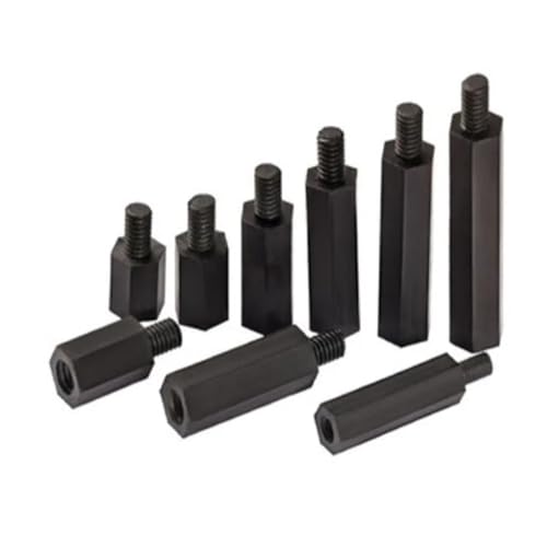 KSeSii 20–50 Stück männlich auf weiblich M2 M2,5 M3 M4 * L + 6 schwarze Sechskant-Nylon-Abstandshalter-Abstandssäule, flacher Kopf, Nylon-Kunststoff-Abstandsschrauben(7mm,M3 50pcs M-F) von KSeSii