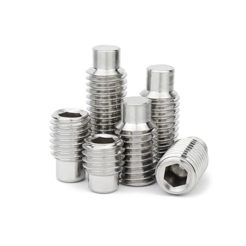 KSeSii 304 Edelstahl-Kopf-Sechskant-Innensechskant-Klemmschraube mit Zapfen-, konvexer Endschraube, M3, M4, M5, M6, M8, M10, DIN915(20mm,M6-10pcs) von KSeSii