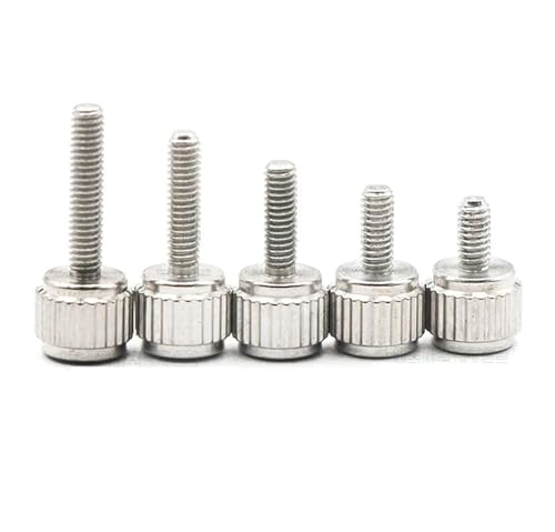 KSeSii 5–100 Stück Rändelschrauben mit gerader Maserung M2 M2,5 Edelstahl-Handgriffknopfschrauben for Messschieber, Länge 4–12 mm(M2.5 X 10mm,5 Pcs) von KSeSii