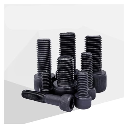 KSeSii 5 Stück Innensechskantschrauben mit Innensechskant und Becherkopf M14 M16 M18 M20 M24 Schrauben aus Kohlenstoffstahl, Schwarze Farbe, Din 912, Klasse 12.9, for Maschinen(Full Thread_50 MM_M14) von KSeSii