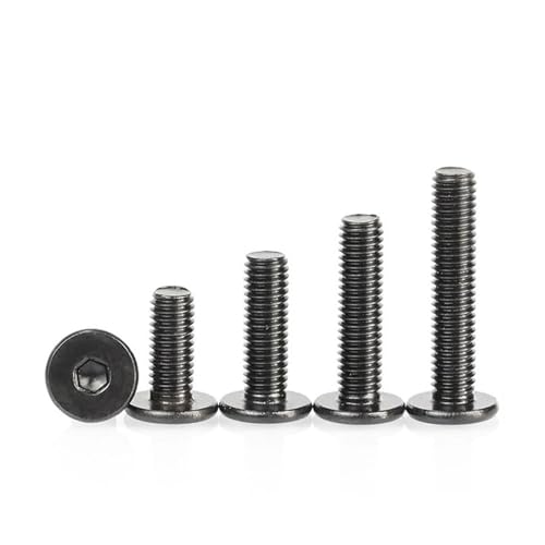 KSeSii 50 Stück M2 M2,5 M3 M4 M5 M6 cm schwarzer Edelstahl Innensechskant Innensechskant ultradünn Super Low Flachkopfschraube(5mm,M2 (50pcs)) von KSeSii
