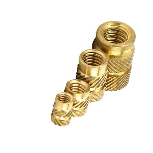 KSeSii M3 Hot Melt Inlayed Copper Nut, Spritzgussmutter, SL Double Twill Rändelmutter aus spritzgegossenem Messing, Mutter mit Kupfergewinde, 100 Stück(M3 X D4.2 X L4.5) von KSeSii