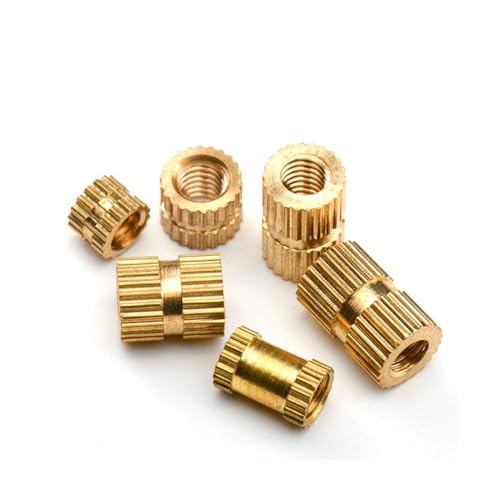 KSeSii Massives Messing, reines Kupfer, metrisches Gewinde, Spritzguss, Rändelung, Einpressmutter integriert, M2 M2,5 M3 M4 M5 M6 (Blind Hold, M5 (OD 7 mm)) von KSeSii