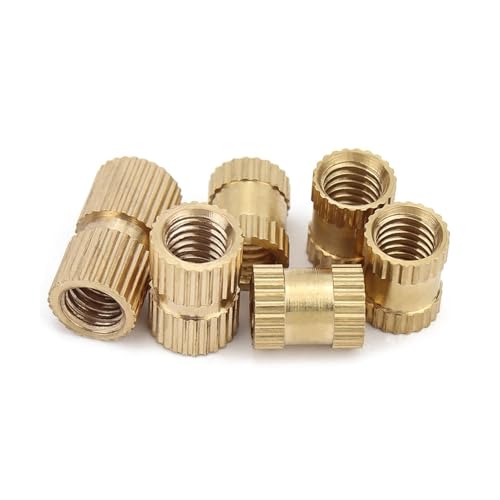 KSeSii Massives Messing-Kupfer-Spritzguss-Rändel-Gewinde-Einsatzmutter Eingebettete Nutsert Double Single Pass(08,10pcs) von KSeSii