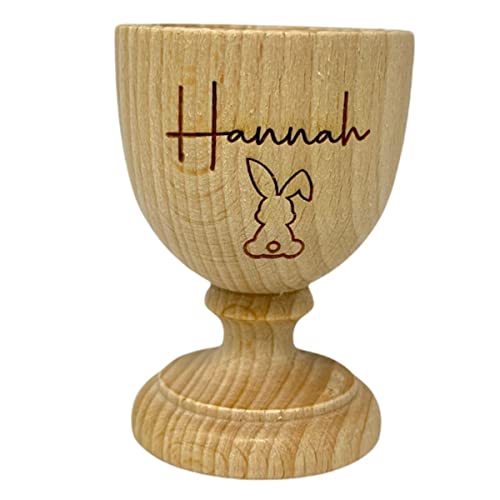 KT-Schmuckdesign Holz Eierbecher Hase mit Wunschtext Ostern Frühstück Eierhalter Gravur personalisiert von KT-Schmuckdesign