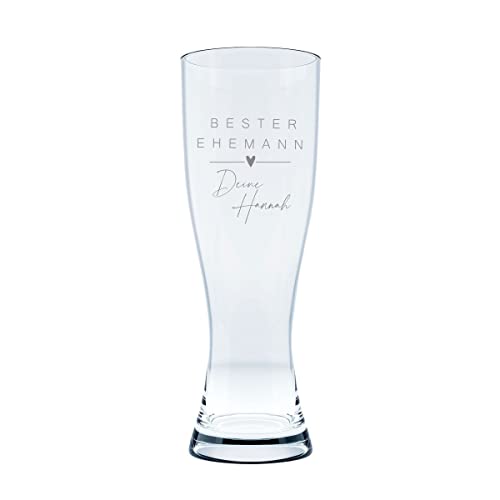 KT-Schmuckdesign Leonardo Weizenbierglas Bester Ehemann mit Wunschtext - Bierglas Weizen mit Gravur 0,5l Geschenkidee Glas Hochzeit Mann von KT-Schmuckdesign