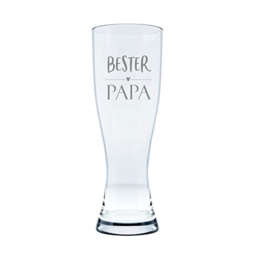 Leonardo Weizenbierglas bester Papa - Bierglas Weizen mit Gravur 0,5l Geschenkidee Glas Vatertag von KT-Schmuckdesign