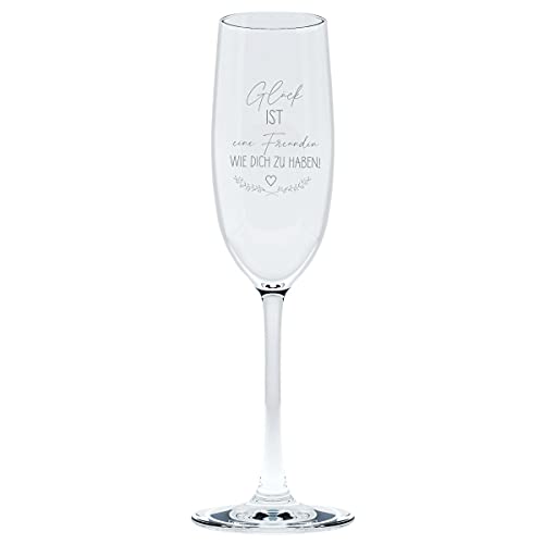 KT-Schmuckdesign Sektglas Leonardo Glück ist eine Freundin wie Dich zu haben - Geschenkidee Geburtstagsgeschenk Sektglas Geschenk für Freundin von KT-Schmuckdesign