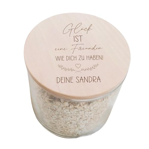 KT-Schmuckdesign Vorratsglas 530 ml Glück ist eine Freundin wie dich zu haben mit Wunschtext - Aufbewahrungsglas Geschenkidee Keksdose individuell Vorratsbehälter von KT-Schmuckdesign
