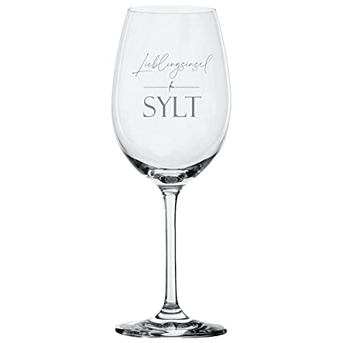 Weinglas Leonardo - Lieblingsinsel Sylt - Glas mit Gravur, Insel, Tischdeko, Geschenkidee, Rotwein, Weißwein von KT-Schmuckdesign