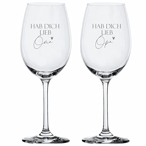 Weinglas Leonardo Set - Hab dich lieb Oma & Opa - Geschenkidee Individuelles Weinglas Set Großeltern Geburtstagsgeschenk von KT-Schmuckdesign