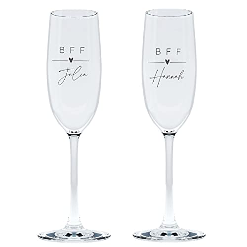 Sektgläser Leonardo Set - BFF mit Wunschtext und Herz - Geschenkidee Geburtstagsgeschenk personalisiertes Sektglas Wunschgravur Geschenk für Freundin von KT-Schmuckdesign