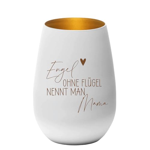 Windlicht - Engel ohne Flügel nennt Man Mama - Teelichthalter, Geschenkidee, Geburtstag, Weihnachten, Muttertag, Mutter, weiß Gold von KT-Schmuckdesign