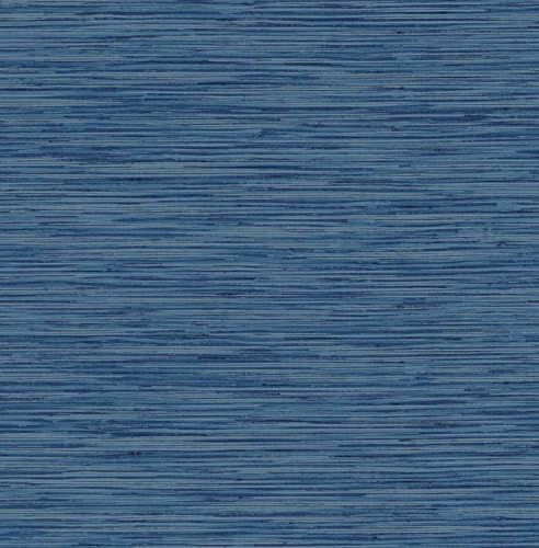 KT·EXCLUSIVE WALL FASHION Selbstklebende Tapete Modern Grasscloth – Vinyl 52×548 cm – ablösbar & wasserfest – Struktur-Tapete in Textiloptik für Wand & Möbel – Made in USA (Blau) von KT·EXCLUSIVE WALL FASHION