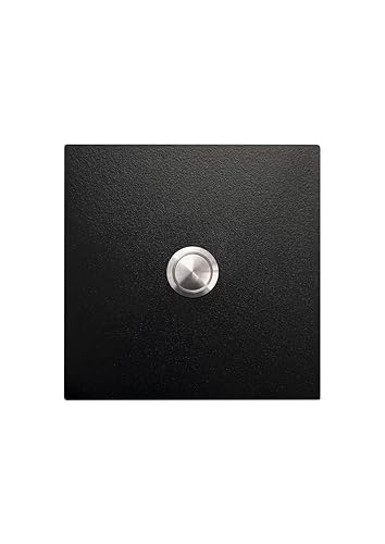 KTC-Home PREMIUM Türklingel Tiefschwarz - Gewölbter Drucktaster - Größe: 10x10cm - RAL 9005- UV & Witterungsbeständig - Pulverbeschichtet von KTC-Home