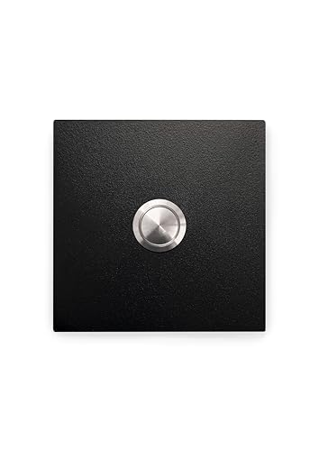 KTC-Home PREMIUM Türklingel Tiefschwarz - Gewölbter Drucktaster - Größe: 8x8cm - RAL 9005 - UV & Witterungsbeständig - Pulverbeschichtet von KTC-Home