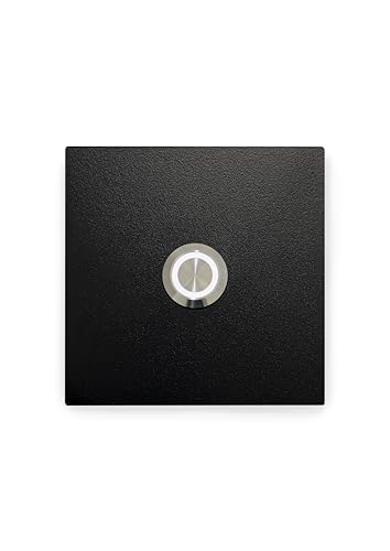 KTC-Home PREMIUM Türklingel Tiefschwarz - LED Drucktaster Weiß - Größe: 8x8cm - RAL 9005- UV & Witterungsbeständig - Pulverbeschichtet von KTC-Home