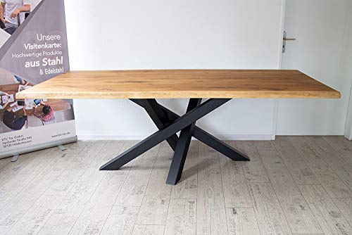 Amazon Ausführung Kreuzgestell Stahl schwarz matt Struktur Spider 80x80 Tischgestell Küchentisch Esstisch Tischuntergestell X-Gestell einteilig von KTC Tec