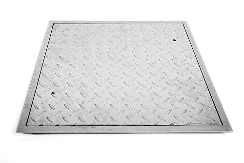SA-60/80 Stahl Schachtabdeckung verzinkt begehbar 600 x 800 mm Tränenblech Schachtdeckel Deckel mit Rahmen Kanalschacht quadratisch eckig von KTC Tec