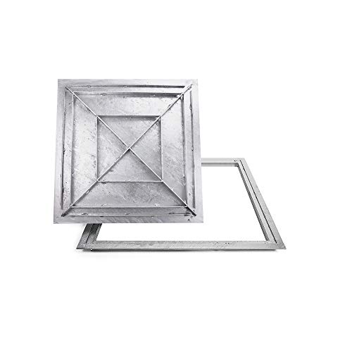 SAB-70 Stahl Schachtabdeckung verzinkt befahrbar 700 x 700 mm Tränenblech Schachtdeckel Deckel mit Rahmen Kanalschacht quadratisch eckig von KTC Tec