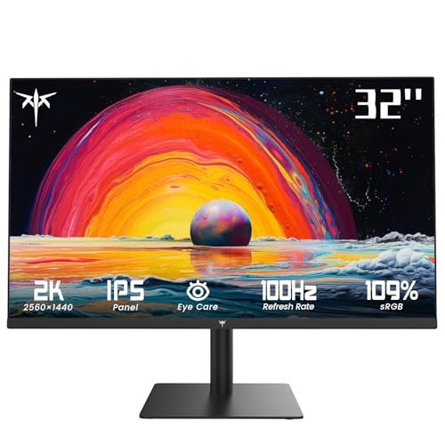 KTC 32 Inch Gaming Monitor, 100Hz Refresh Rate, 2K QHD 25601440 IPS Screen, 109% sRGB, FreeSync & G-Sync, HDR, Low Blue Light, VESA Mount, for MMORPG MOBA RAC RTS Gaming Office Work von KTC
