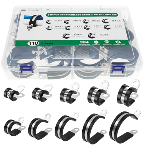 110 Pcs Rohrschellen mit Gummieinlage 10 Größen Ultra Dauerhaft Rostfrei Aufprallschutz Rohrschellen mit Gummi Flexibel Lässt Sich Leicht Drehen Gummi P Clips Schlauchschellen Kit für Industr Zuhaus 110 Pcs Rohrschellen mit Gummieinlage 10 Größen Ultra Dauerhaft Rostfrei Aufprallschutz Rohrschellen mit Gummi Flexibel Lässt Sich Leicht Drehen Gummi P Clips Schlauchschellen Kit für Industr Zuhaus von KTCINA