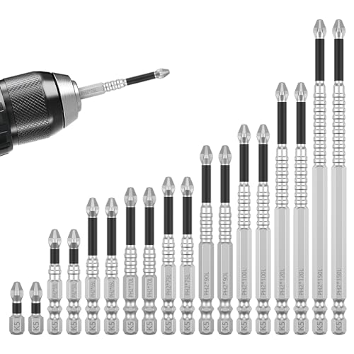 18 Pcs High Magnetic Screwdriver Drill Bit Set 9 Längen 21-150 mm Ultra Hochmagnetischer Schraubendreher-Bohrer-Bit-Satz Gewinde Anti-Rutsch Phillips Bits für Elektrobohrer Schraubendreher Bit Satz 18 Pcs High Magnetic Screwdriver Drill Bit Set 9 Längen 21-150 mm Ultra Hochmagnetischer Schraubendreher-Bohrer-Bit-Satz Gewinde Anti-Rutsch Phillips Bits für Elektrobohrer Schraubendreher Bit Satz von KTCINA