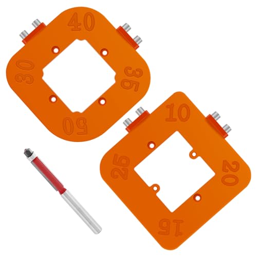 2 Stück 4-in-1 Eckradius-Frässchablonen R10-R50 mit 1 Fräser Radius Jig Router Templates Radius Jig Router Schablonen Corner Radius Routing Templates Frässchablonen für Tische Stühle Holzecken von KTCINA