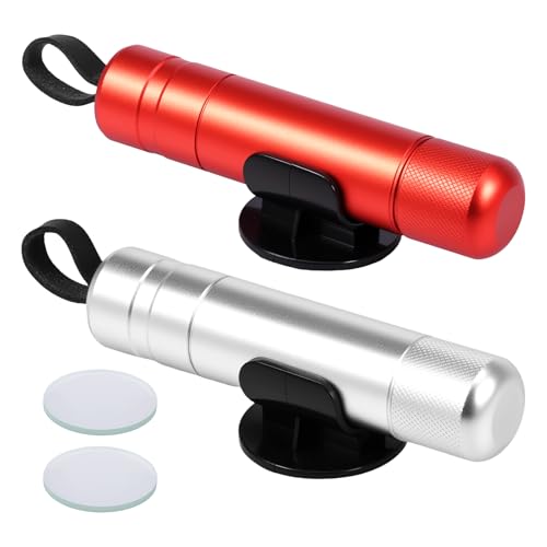 2 in 1 Gurtschneider Notfallhammer 8,8x2cm Ultrastark Tauchfähig Auto Sicherheitshammer mit 2 Testglas zum Üben Nothammer Auto mit Gurtschneider Autoscheiben Zertrümmerer für Auto Busse (Rot) von KTCINA