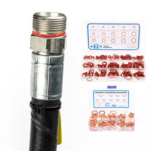 200 Pcs Kupferringe Sortiment O Ring Dichtungsringe Set Silikon Dichtungen Ringe Kit Kupferdichtringe Sortiment Massive Kupferscheiben Kupfer Metrische Dichtungsscheiben Rubber O-Ring Assortment Kit von KTCINA
