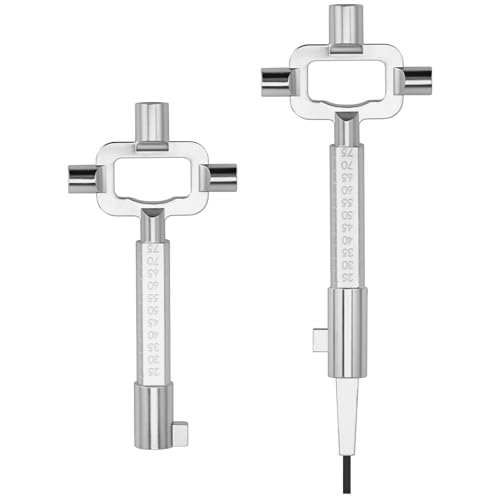 2er Set Universal Bauschlüssel 19,5/13,8 cm Architektenschlüssel mit präziser Messskala Zylindermesslehre aus rostfreiZin Lasergravur-Skala Baustellenschlüssel für Heizungsventil Einsteckschloss 2er Set Universal Bauschlüssel 19,5/13,8 cm Architektenschlüssel mit präziser Messskala Zylindermesslehre aus rostfreiZin Lasergravur-Skala Baustellenschlüssel für Heizungsventil Einsteckschloss von KTCINA